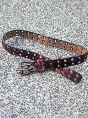 Brave Beltworks Vintage Leather Calf Hair Grommet Belt